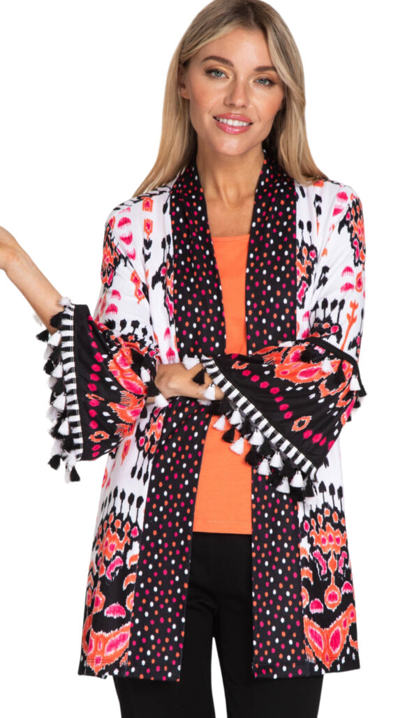 MULTIPLES 3/4 FLOUNCE SLEEVE PRINT JACKET