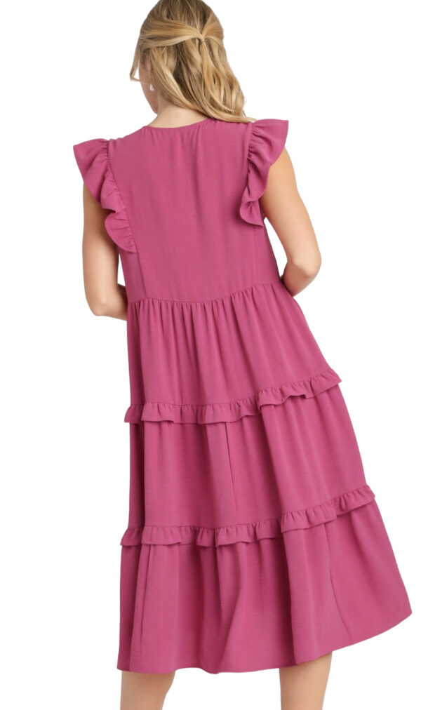 RUFFLE TRIM TIERED MIDI DRESS - Image 3
