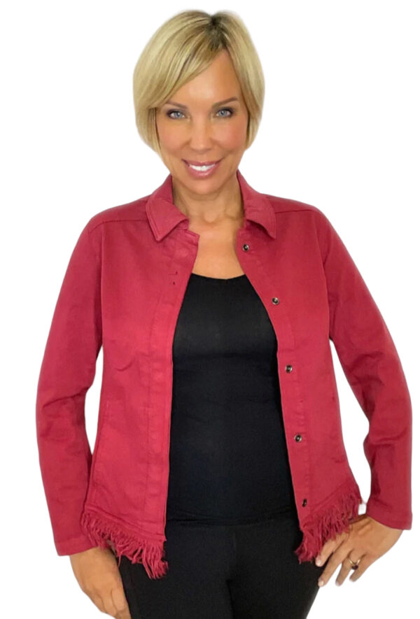 ETHYL FRINGE HEM RED JACKET - Image 2