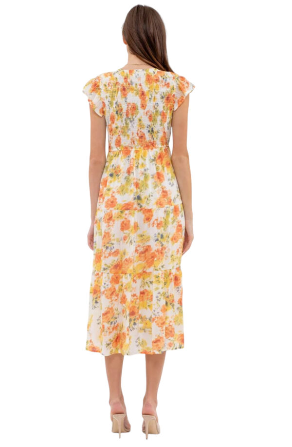 FLORAL FLUTTER SLEEVE MIDI DRESS - Image 4