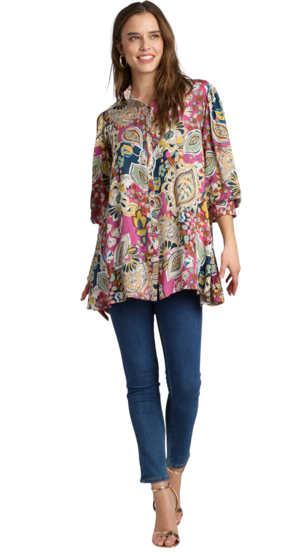 MIX PRINT A-LINE SWING SHIRT - Image 2