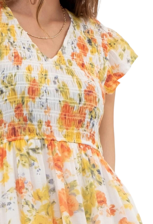 FLORAL FLUTTER SLEEVE MIDI DRESS - Image 2