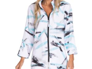 MULTIPLES FLOUNCE SLEEVE ZIP FRONT PRINT JACKET