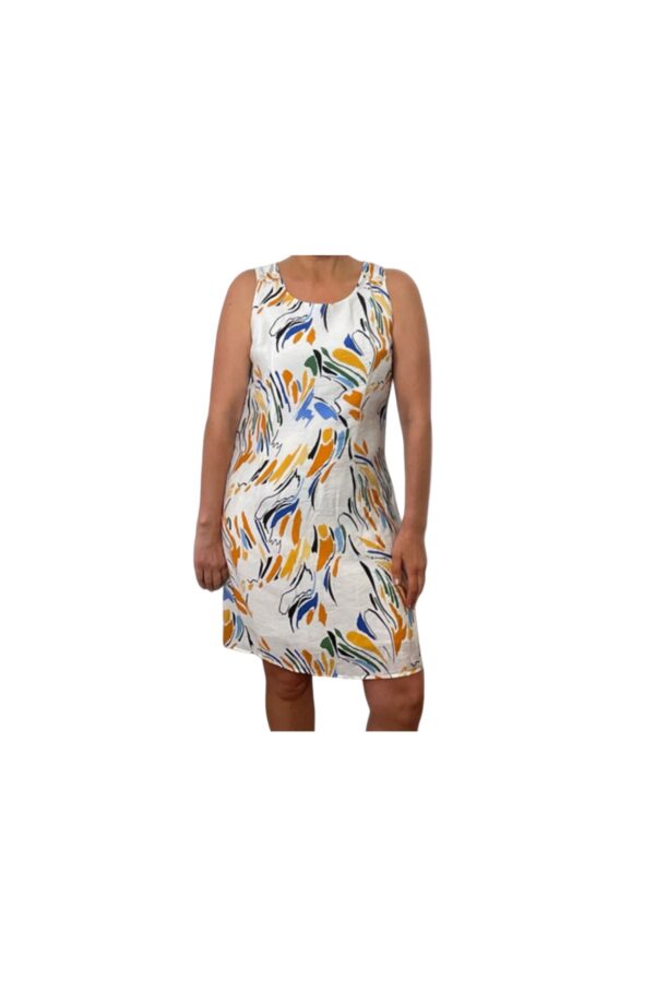 ETHYL WOVEN SLEEVELESS LINED PRINT DRESS