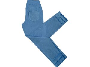 ETHYL PERIWINKLE PULL-ON FRAYED ANKLE PANT