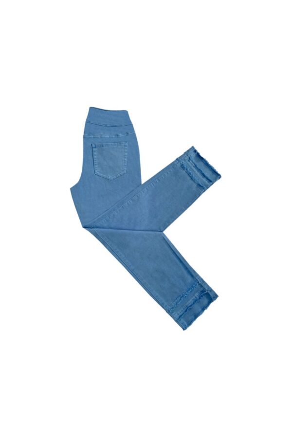 ETHYL PERIWINKLE PULL-ON FRAYED ANKLE PANT
