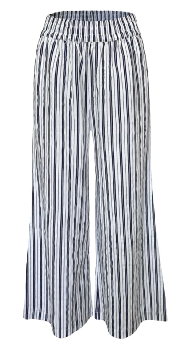ETHYL WHITE/NAVY WIDE LEG WOVEN PANT - Image 5