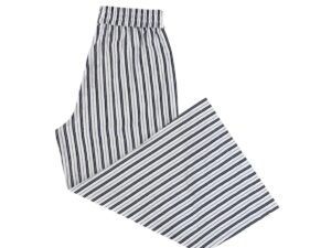 ETHYL WHITE/NAVY WIDE LEG WOVEN PANT