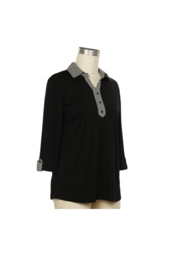 SOUTHERN LADY 3/4 SLEEVE STRIPE TRIM TOP