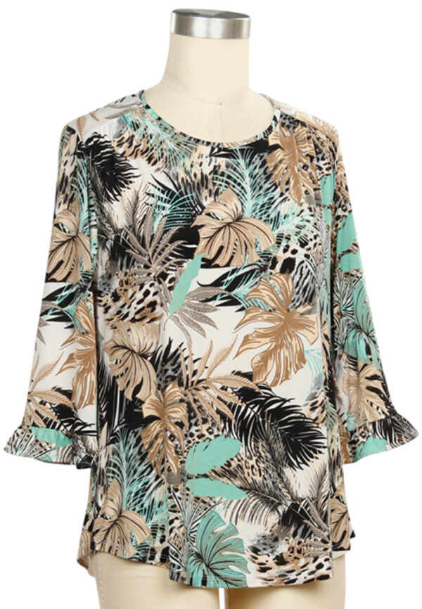 SOUTHERN LADY 3/4 SLEEVE TROPICAL PRINT TOP - Image 3