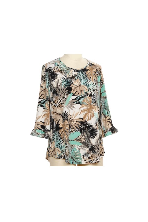SOUTHERN LADY 3/4 SLEEVE TROPICAL PRINT TOP