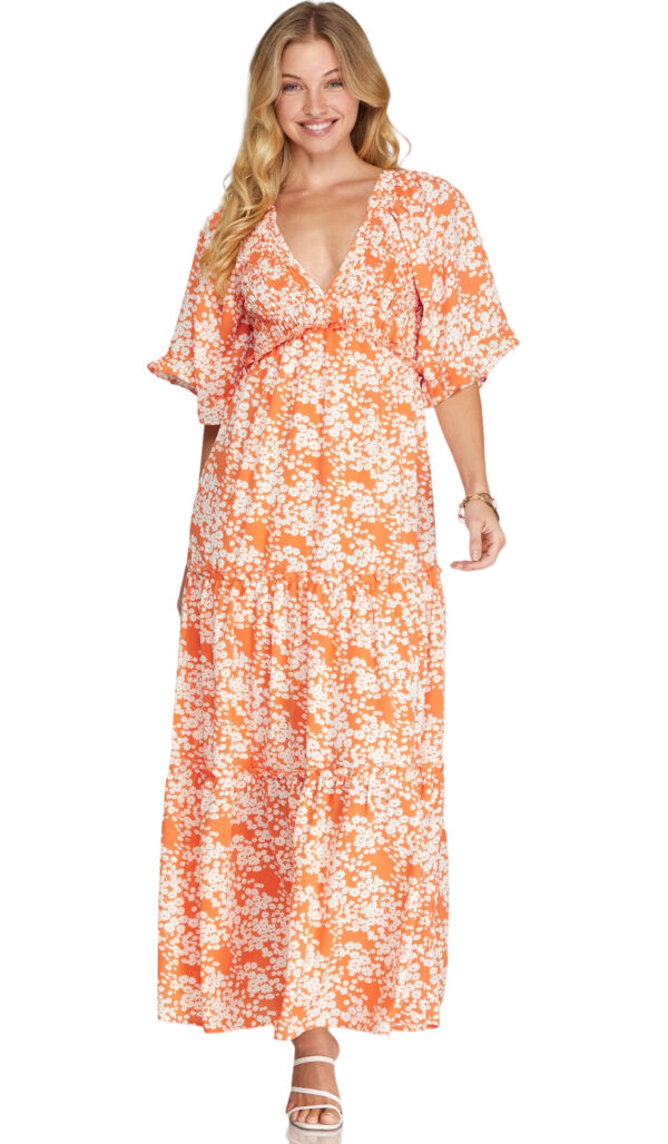 FLUTTER SLEEVE SMOCKED MAXI DRESS - Image 6