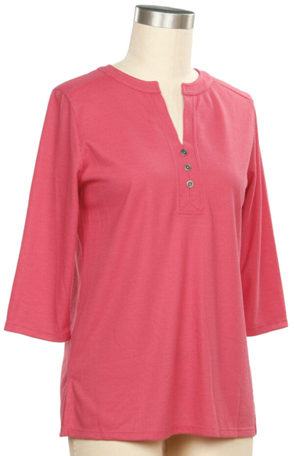 SOUTHERN LADY 3/4 SLEEVE MINI WAFFLE KNIT TOP - Image 2