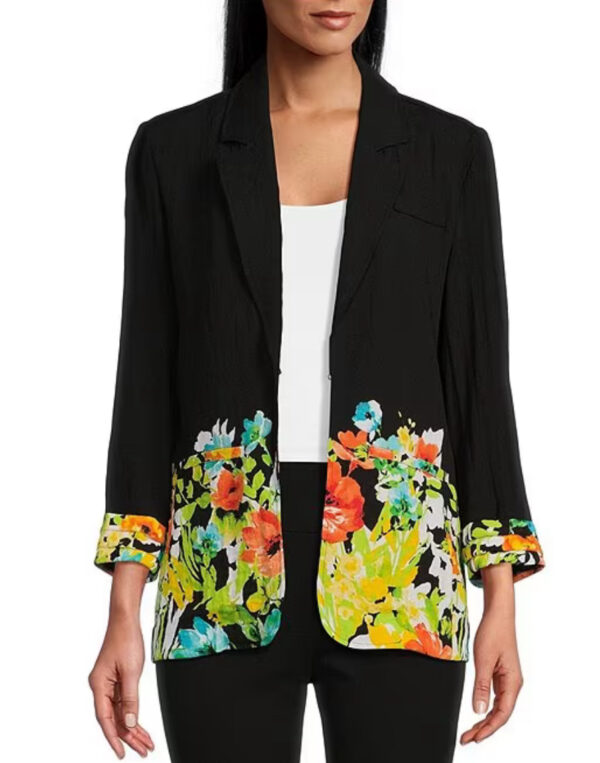 MULTIPLES 3/4 SLEEVE FLORAL PRINT WOVEN JACKET - Image 5