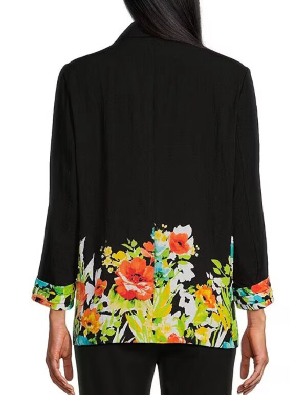 MULTIPLES 3/4 SLEEVE FLORAL PRINT WOVEN JACKET - Image 4