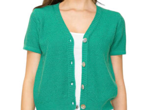 KELLY GREEN V-NECK BUTTON DOWN CARDIGAN