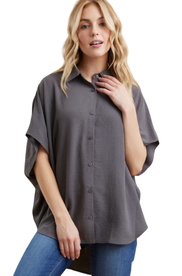 AIR FLOW BUTTON FRONT OVERSIZED BLOUSE
