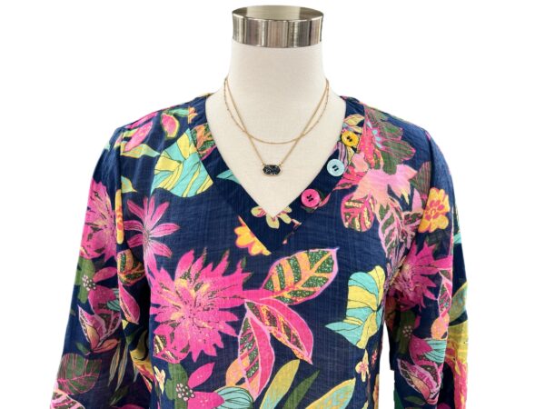 ETHYL FLORAL WOVEN V-NECK TOP - Image 4