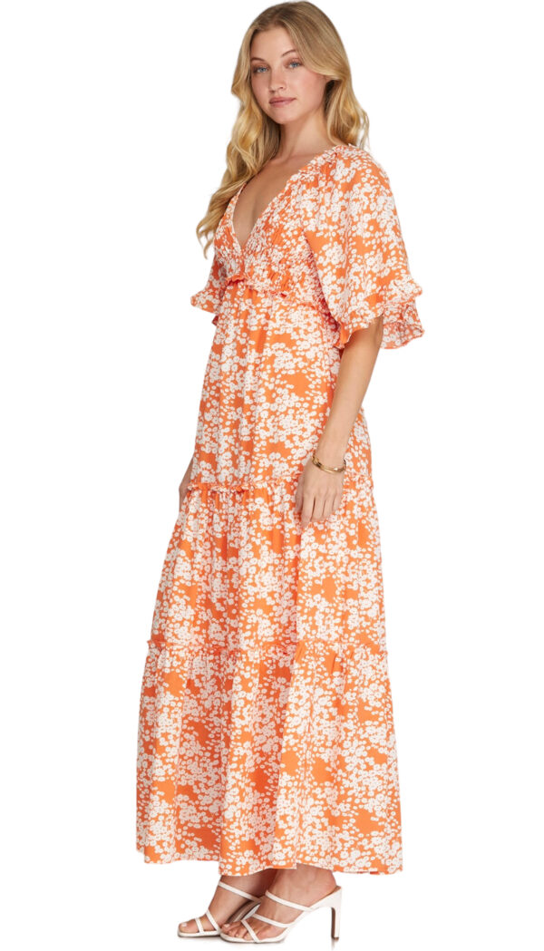 FLUTTER SLEEVE SMOCKED MAXI DRESS - Image 4