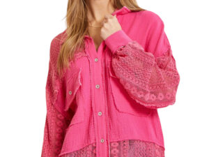 GAUZE LACE TRIM BLOUSE