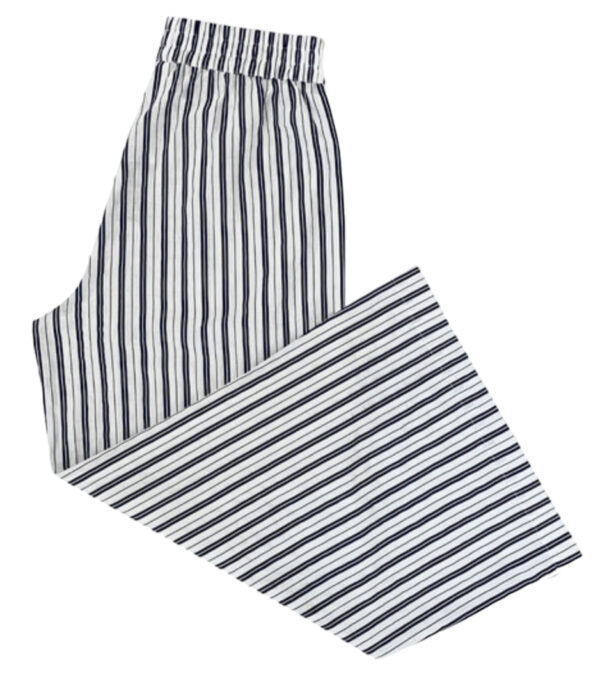 ETHYL WHITE/NAVY WIDE LEG WOVEN PANT - Image 2