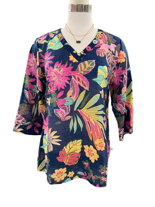 ETHYL FLORAL WOVEN V-NECK TOP - Image 3