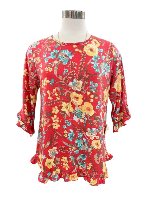 SOUTHERN LADY 3/4 SLEEVE FLORAL PRINT KNIT TOP - Image 4