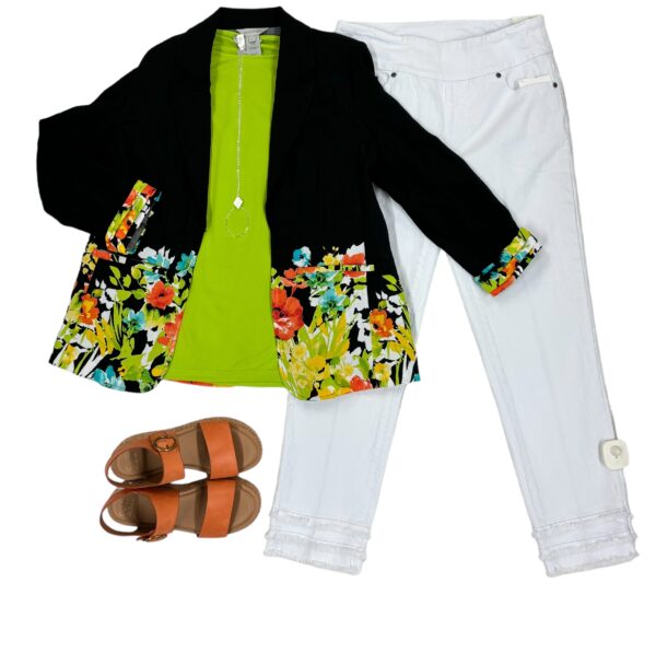 MULTIPLES 3/4 SLEEVE FLORAL PRINT WOVEN JACKET - Image 7