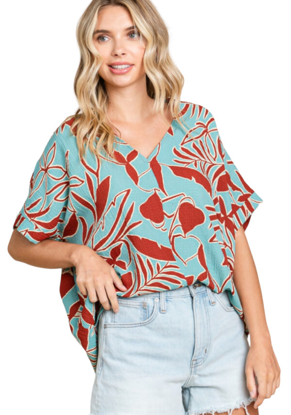WOVEN PRINT V-NECK TOP*NOW 75% OFF* - Image 5