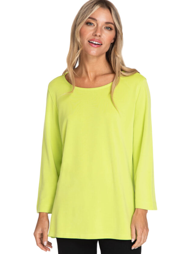 MULTIPLES 3/4 SLEEVE HI NECK SOLID KNIT TOP