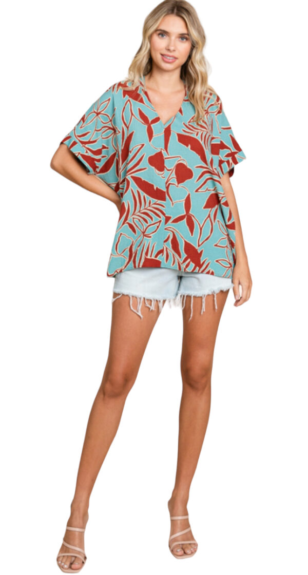 WOVEN PRINT V-NECK TOP*NOW 75% OFF* - Image 4