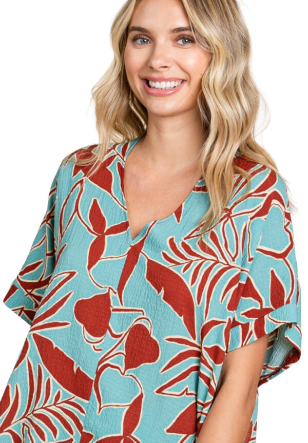WOVEN PRINT V-NECK TOP*NOW 75% OFF* - Image 2