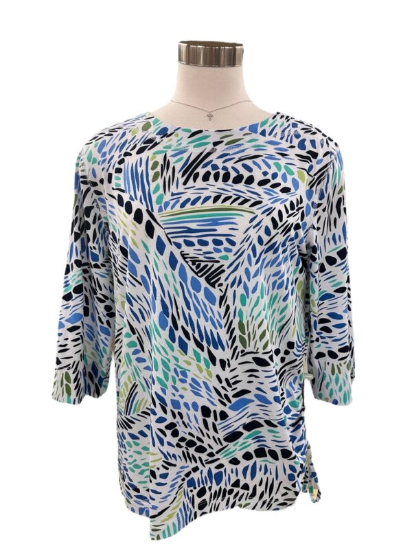 SOUTHERN LADY 3/4 SLEEVE SIDE TIE PRINT TOP - Image 2