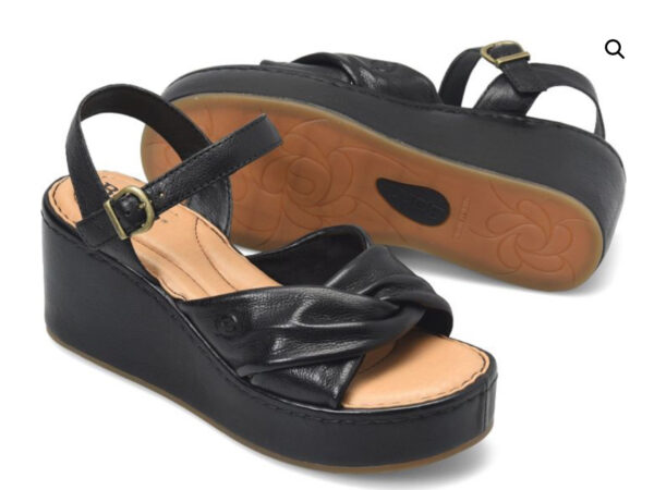 BORN SHOES MARCHELLE BLACK LEATHER WEDGE - Image 8