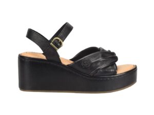 BORN SHOES MARCHELLE BLACK LEATHER WEDGE