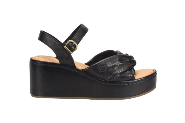 BORN SHOES MARCHELLE BLACK LEATHER WEDGE