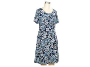 SOUTHERN LADY BLUE FLORAL SHORT SLEEVE DRESS