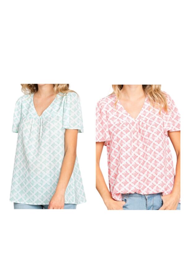 COTTON BLEU ETHNIC MOTIF PRINT V-NECK BLOUSE
