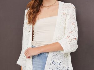 BE COOL CROCHET KNIT CARDIGAN