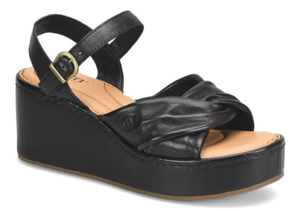 BORN SHOES MARCHELLE BLACK LEATHER WEDGE - Image 7