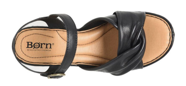 BORN SHOES MARCHELLE BLACK LEATHER WEDGE - Image 6