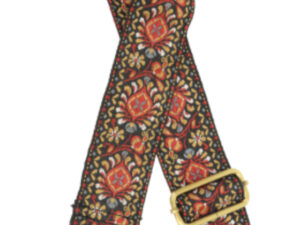 JOY SUSAN 2" RED FOLK EMBROIDERED GUITAR STRAP