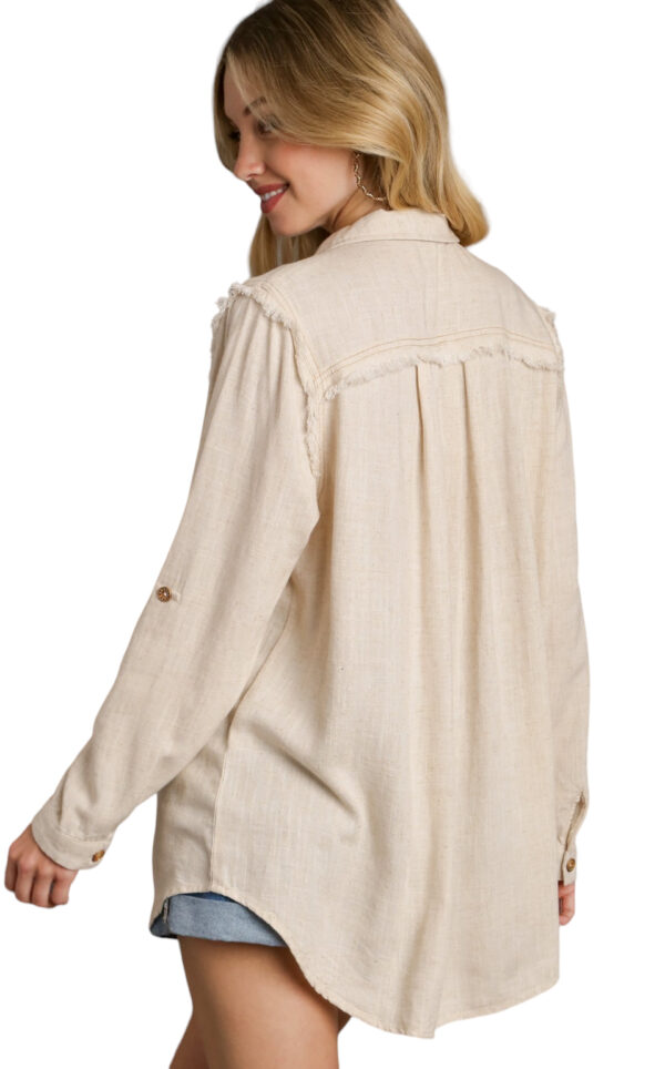LINEN BLEND BUTTON FRONT BLOUSE - Image 11