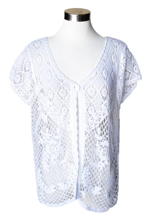KEREN HART SHORT SLEEVE CROCHET CARDIGAN - Image 3