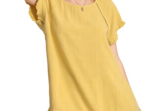 UMGEE LINEN BLEND SHORT SLEEVE PINTUCK HI LO TOP