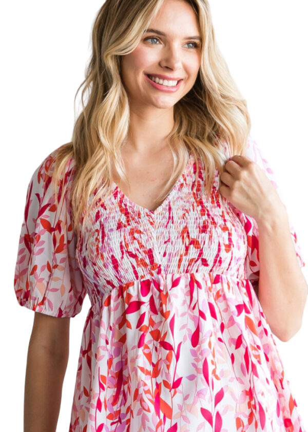 JODIFL SMOCKED BODICE PRINT BABYDOLL TOP - Image 6