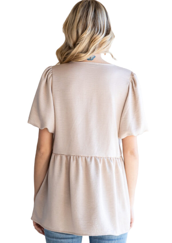 JODIFL V-NECK WOVEN PUFF SLEEVE TOP - Image 5