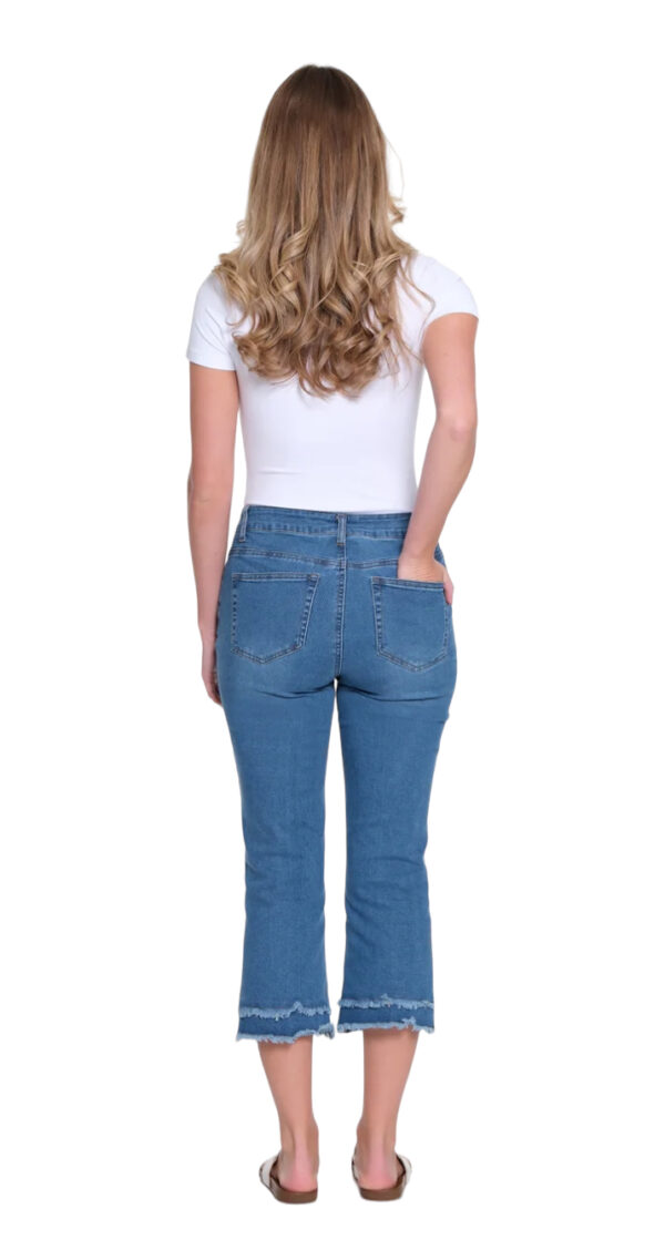 MULTIPLES DOUBLE FRINGE HEM FLARE CROP JEAN - Image 5