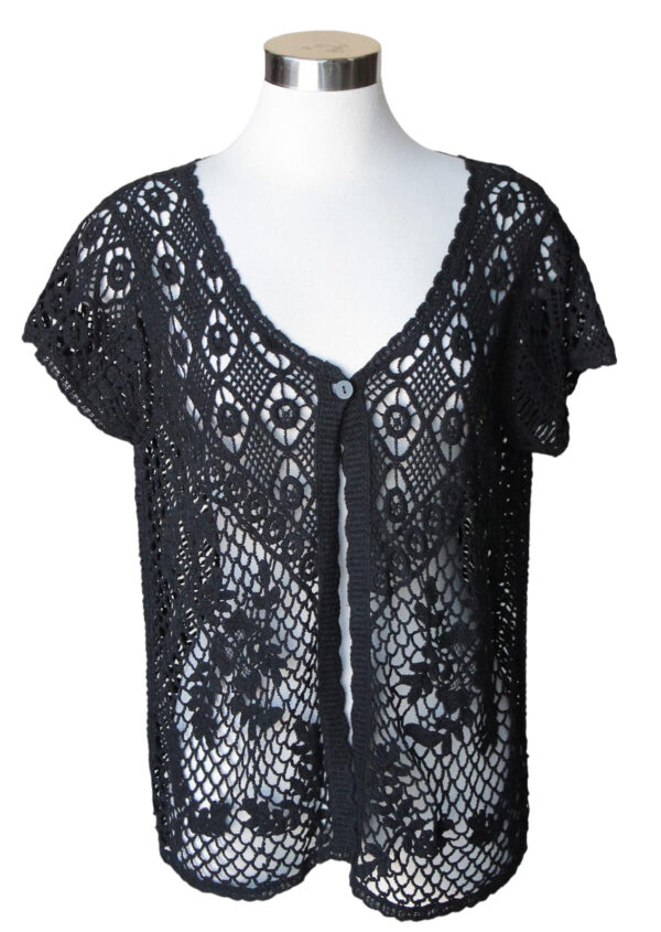 KEREN HART SHORT SLEEVE CROCHET CARDIGAN - Image 2
