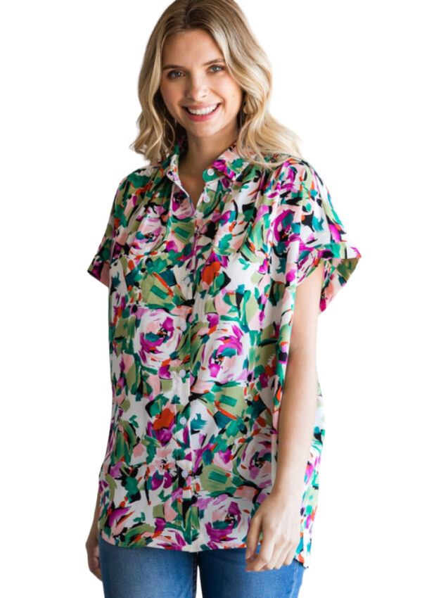 JODIFL MULTI PRINT SHORT SLEEVE BLOUSE - Image 2